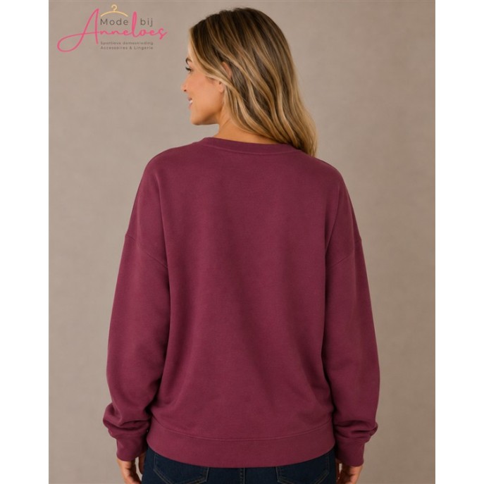 Blue Seven sweater 237202 RH borduring Wijnrood ecru Blue Seven sweater 237202 RH borduring Wijnrood ecru